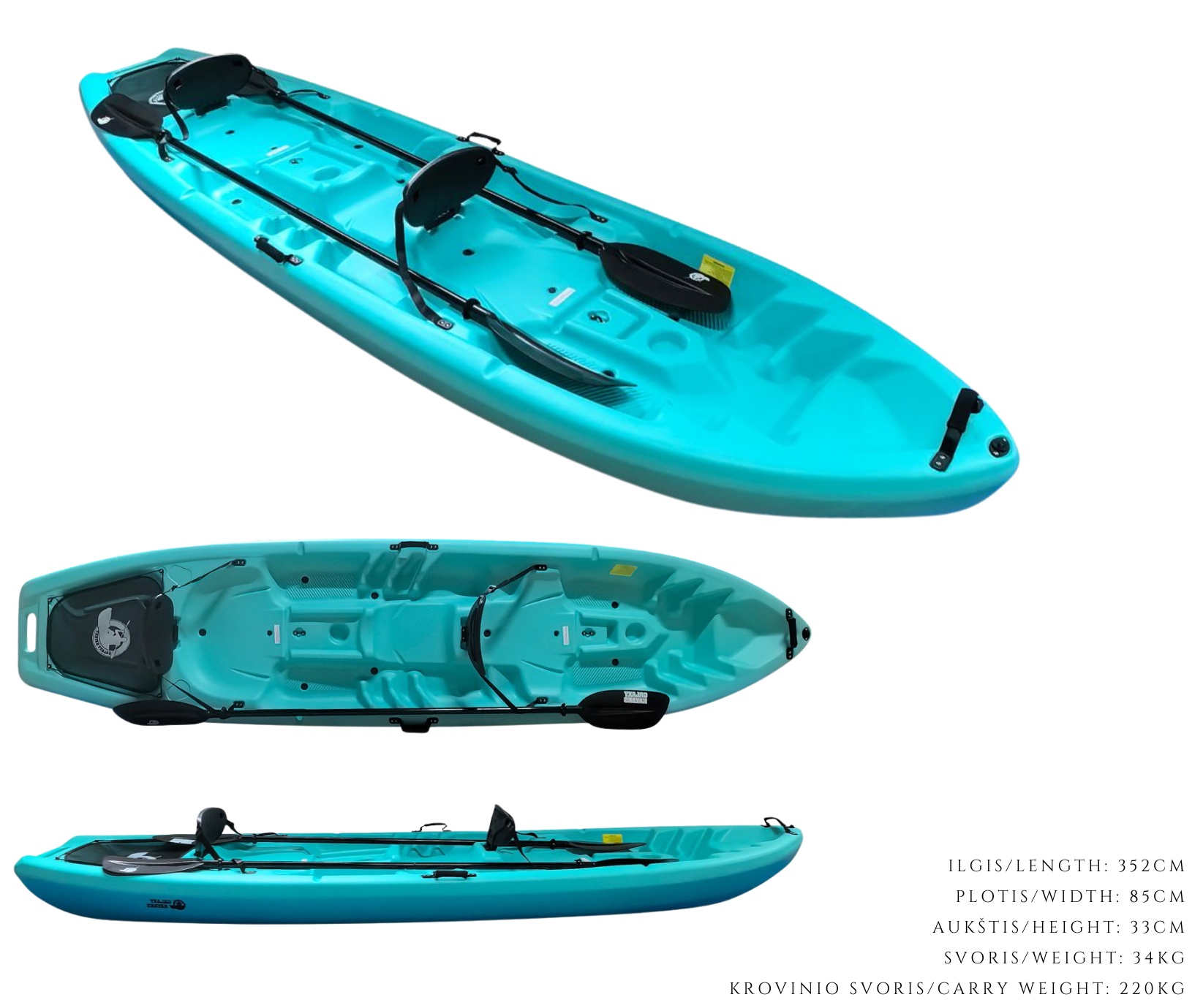 Galaxy Reef Tandem kajakas matmenys