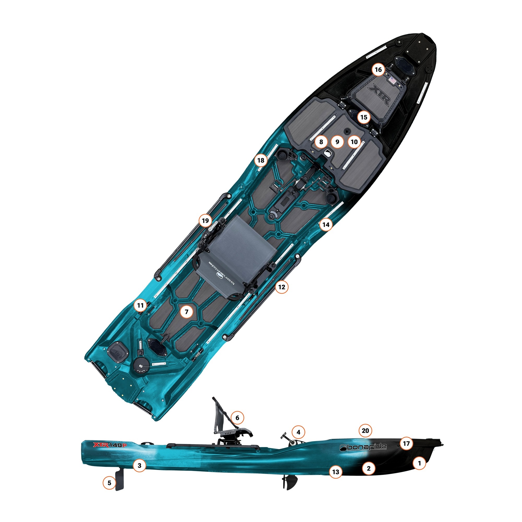 Bonafide XTR140P konstrukcijos schema su numeruotomis dalimis